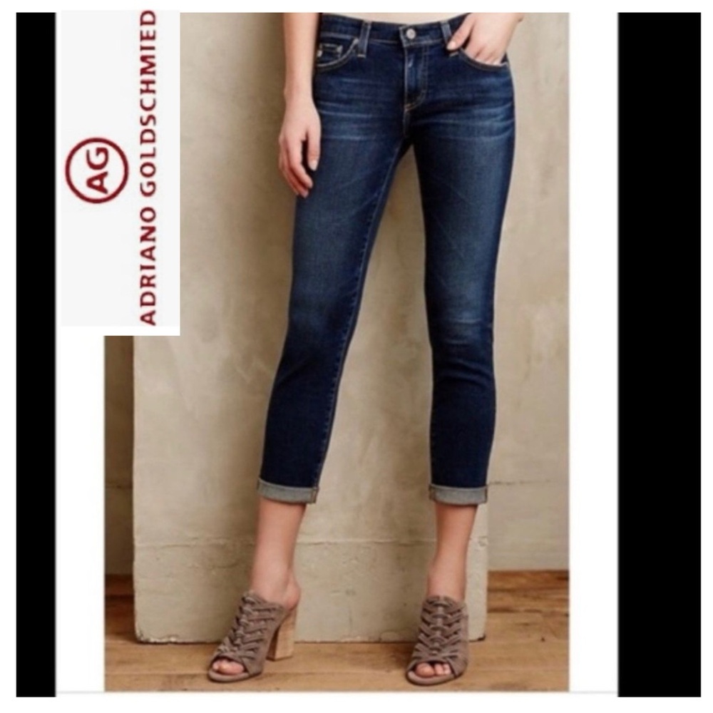 AG “The Stevie Roll-Up” slim straight cuffed blue jeans Size 26